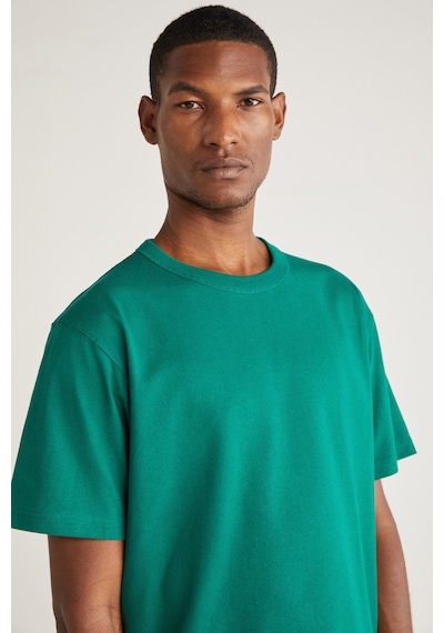 Grimelange Astons Erkek Relaxed %100 Organik Pamuk Kalın Süprem Dokuma Yeşil T-shirt Yeşil