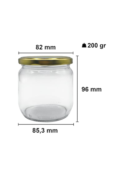 Afracam 425 Ml Metal Kapaklı Şeffaf Cam Kavanoz 36 Adet Siyah