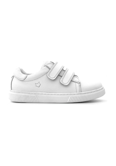 Hakiki Deri Beyaz Cırt Cırtlı Kız Çocuk Sneakers Ayakkabı Beyaz