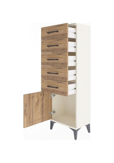 Arges Dolap 5 Çekmeceli Tek Kapaklı 44x30x134 Aytaşı-çam Aytaşı