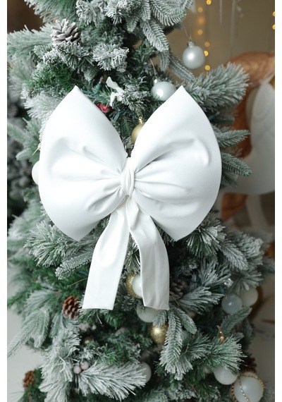 Yıllbaşı Ağaç Süs Noel Beyaz Fiyonk 30x35 Cm Küçük Beyaz - 789256581