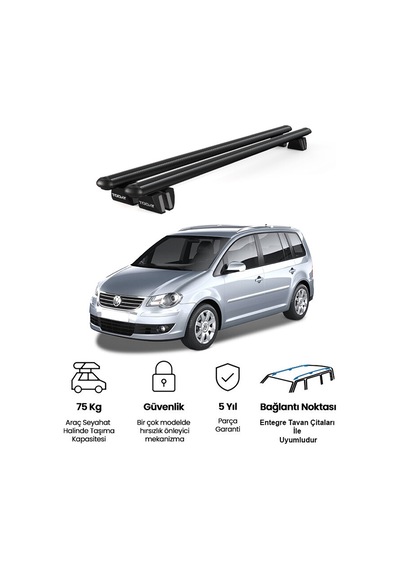 Pençe Volkswagen Touran Ara Atkı 2003-2015 Uyumlu Siyah Ara Atkı Port Bagaj Tavan Barı