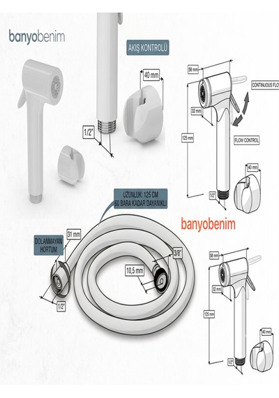 İz Yapı Banyobenim Refectio Pvc Hortumlu Taharetmatik Beyaz