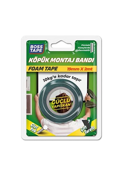 Solvent Akrilik Aksesuar Köpük Montaj Bandi 10 Kg, 19 Mm X 2 Metre Boyut