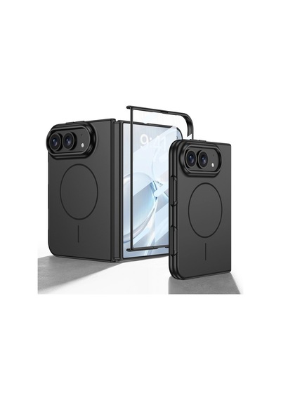 Apple Uyumlu iPhone Duo Kılıf Wireless Şarj Özellikli Zore Kıpta M-safe Kapak Siyah