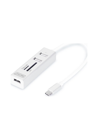 Digitus Usb 2.0 Tip C 3 Port Hub Kart Okuyucu 3 x Usb 2.0 - 1 x Sd - 1 x Microsd Kart Yuvası Alüminyum