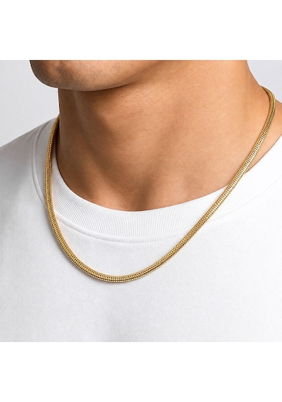 Premium Parlak Ve Şık İtalyan Zincir Erkek Çelik Kolye 3x2 Mm 55 Cm 3183eck015 - Gold Renk Altın