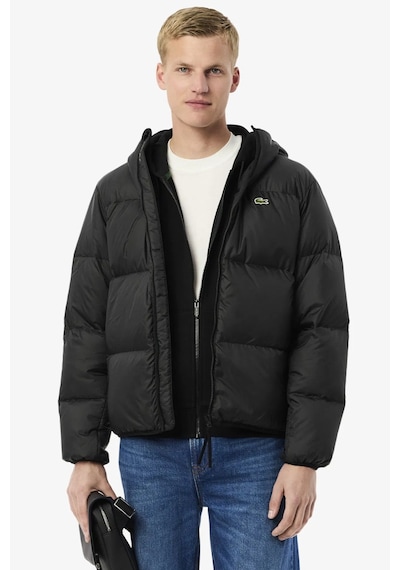 Lacoste Relaxed Fit Down Fill Jacket Kaz Tüyü Dolgu Sabit Kapüşonlu Siyah Mont Siyah