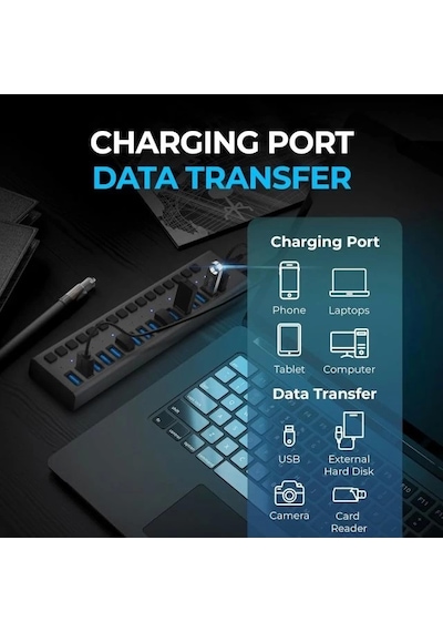 Sabrent Çok Bağlantı Noktalı Usb 3.0 Ve Şarj Hub Hb-u930 16-port