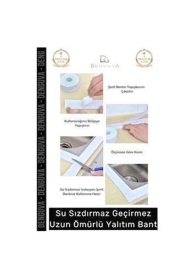 Premium Su Geçirmez Sızdırmaz Dayanıklı Lavabo Pvc Kenar Küf Önleyici 3.2m 20 Adet İzolasyon Bant