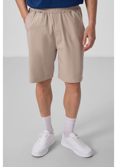 Tommylife Taş Standart Fit Dokuma Hafif Esnek Chino Şort - 81290 Taş