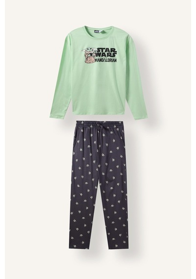 Defacto %100 Pamuk Star Wars-mandalorian Pijama Takımı Uzun Kollu Üst Uzun Alt F7497ax26augn693 Yeşil-gn693