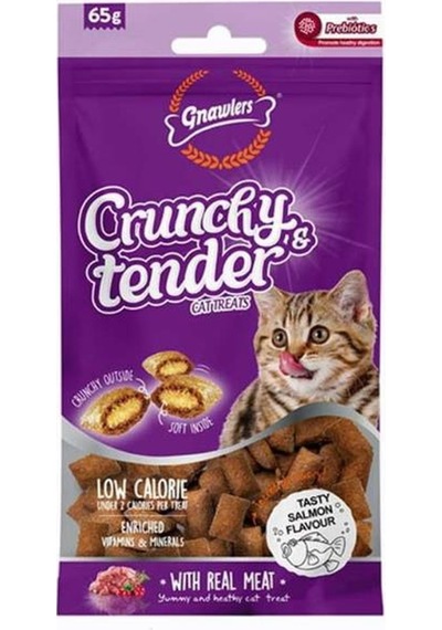 Gnawlers Crunchy Somonlu Prebiotik Destekli Kedi Ödül Maması 65gr