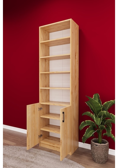 Asra Trend K-32 %100 MDF 60 cm Kapaklı Kitaplık Raflı Ofis Dosya Dolabı Safir Meşe