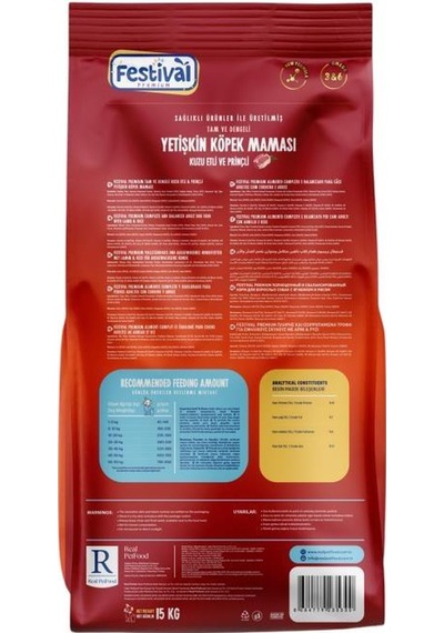 Festival Premium Adult Dog Food With Lamb&rice 15 Kg