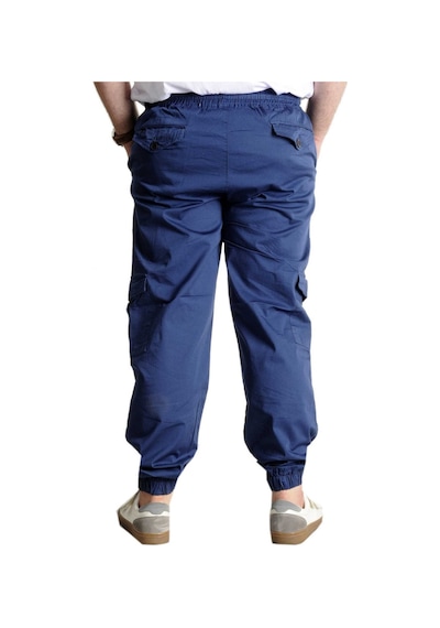 Mode Xl Büyük Beden Pantolon Keten Kargo Jogger 21911 Indigo 001