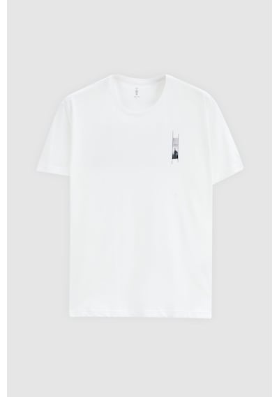 D's Damat Regular Fit Beyaz Baskılı %100 Pamuk T-shirt 2EC14ORT05213 Beyaz