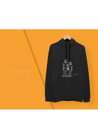 Bk Gift Kişiye Özel Sevgililer İsimli İkili Siyah Sweatshirt Seti, Sevgililer Hediye, Çift Hediyesi, Yıl Dönümü Hediyesi, Kişiye Özel Sweatshirt-2