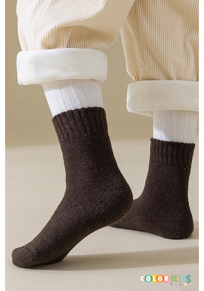 Color Socks 5 Çift Kışlık Erkek Çocuk Havlu Çorap Seti Isı Emici Çok Renkli