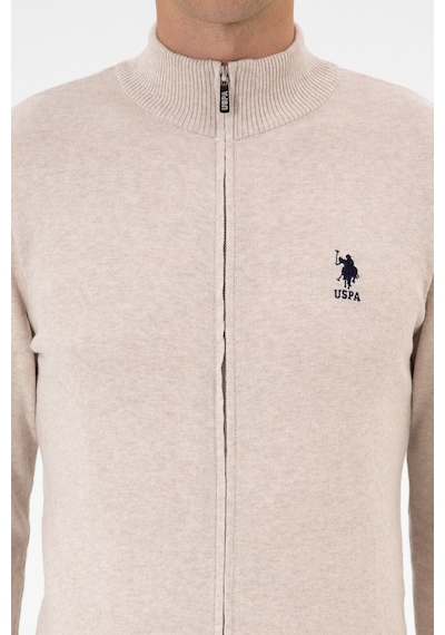 U.S. Polo Assn. Erkek Slim Fit Taş Melanj Triko Hırka 50313684-VR225
