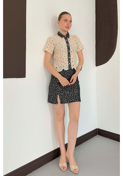 Verymoda Pullu Kot Etek D2853 Siyah
