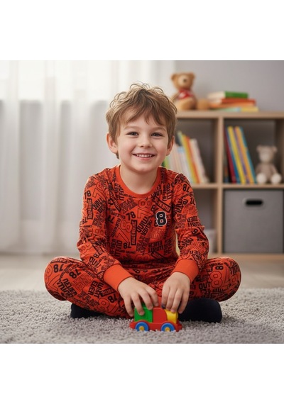 Bonbon Çocuk Desenli 2'li Pijama Takımı Cb1000 Gri