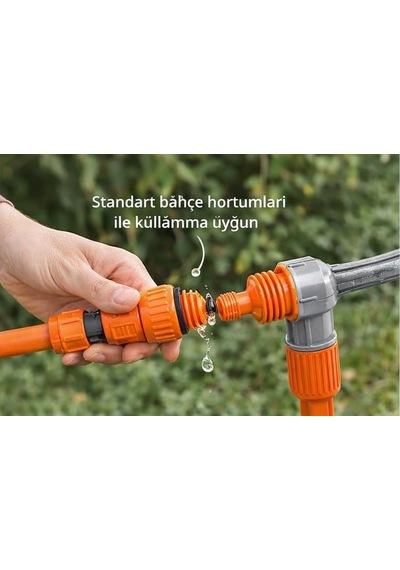 4'lü Bahçe Sulama Fıskiyesi, Mavi Ve Turuncu, Kısa Memeli, Döner Başlıklı, Çim Ve Bitki Sulama Sistemi