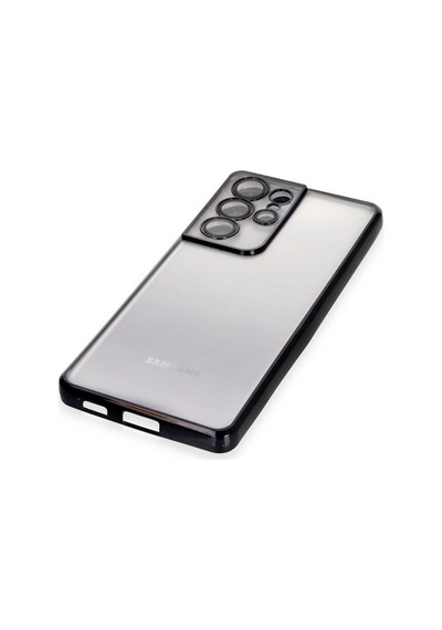 Samsung Uyumlu Galaxy S21 Ultra Kılıf Kamera Korumalı Lensli Silikon Siyah