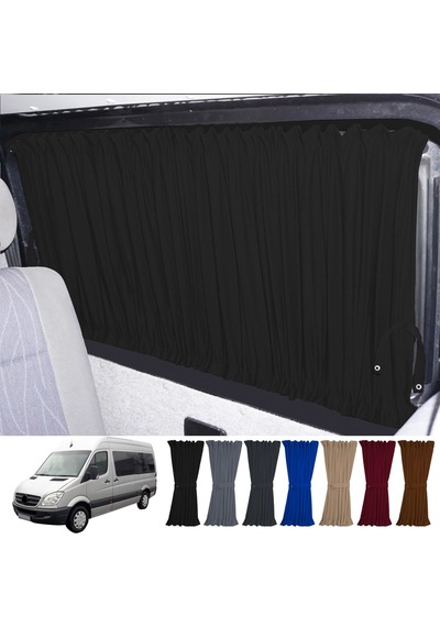Pandami Mercedes Sprinter W906 Uzun 2006-2018 Uyumlu Siyah Raylı Oto Perde Takımı