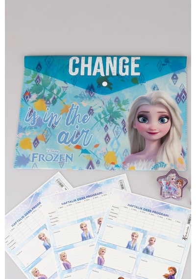 Dekomus Lisanslı Elsa Frozen 12 Parça Kırtasiye Seti Çıtçıt Dosya,okul Etiketi,silgili Kurşun Kalem,kalemtraş,bloknot,resim Defteri Altın