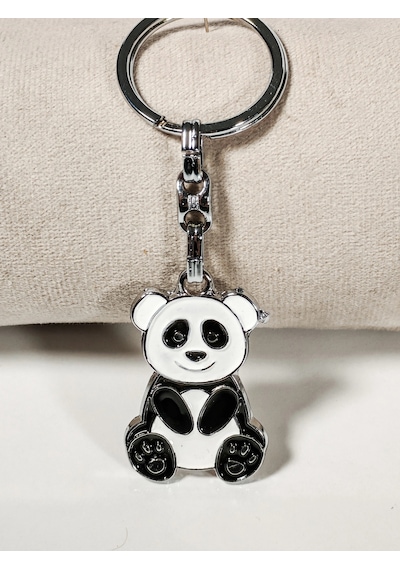 Moncuk Design Panda Siyah Ve Beyaz Metal Anahtarlık Çok Renkli