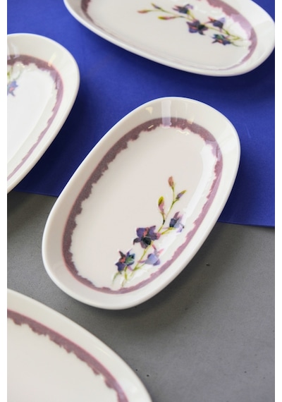 Tabak Evi Porselen Morden Oval Kayık Tabak 15x8,5x2cm 4 Parça Çok Renkli