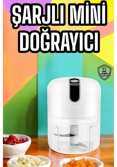Şarjlı Portatif Doğrayıcı Mini Pratik Rondo El Doğrayıcı Üç Bıçaklı Çelik Bıçaklı