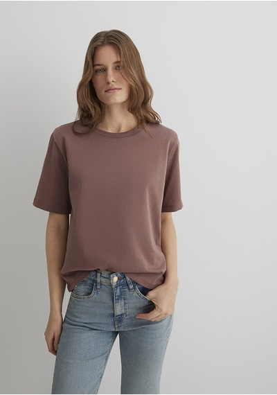 Mavi - Kahverengi Basic Tişört 1613110-70387 Kahverengi