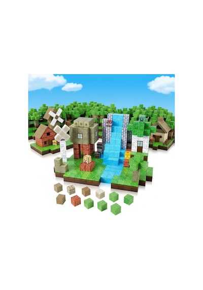 Minecraft Temalı Manyetik Yapı Küpleri Orman & Şelale Seti 100 Parça Roro00102