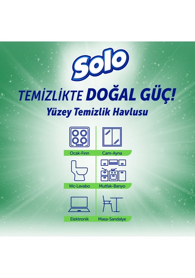 Solo Doğal Güç Beyaz Sabun Ferahlığı Seyahat Boy Yüzey Temizlik Havlusu 12'li 180 Yaprak