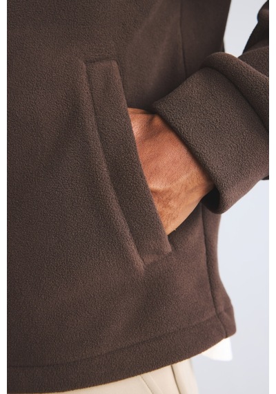 Defacto Slim Fit Dik Yaka Fermuarlı Polar Mont H1891ax26aubn338 Kahve-bn338