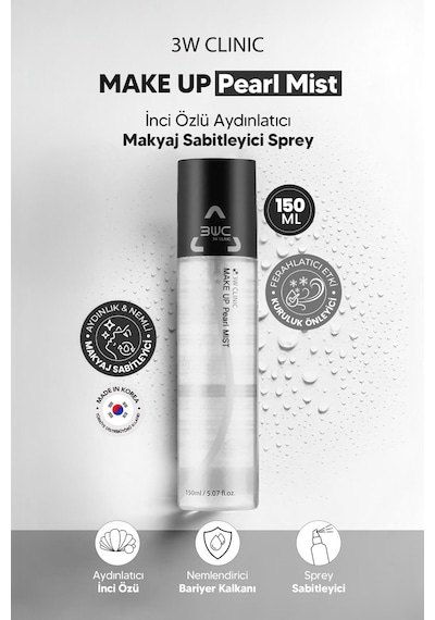 3w Clınıc İnci Özlü Aydınlatıcı Etkili Makyaj Sabitleyici Sprey Make Up Pearl Mist 150 ml