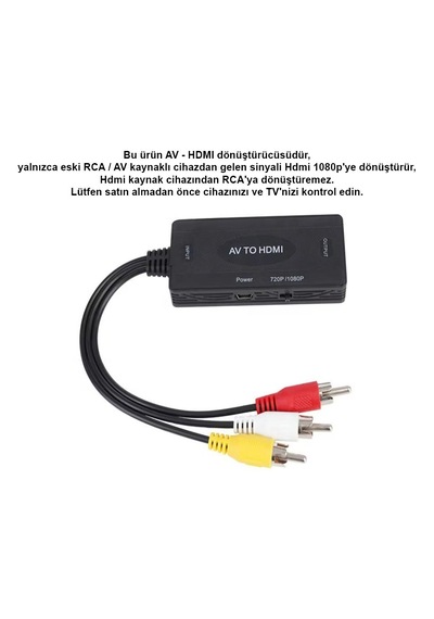 Cr01 Rca Av Anlalogdan Hdmi 1.3 1080p Hdtvye Video Ve Ses Dönüştürücü Adaptör