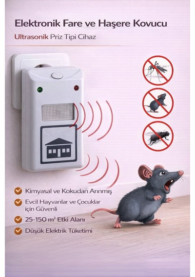Elektronik Fare Ve Haşere Kovucu Ultrasonik Priz Tipi Cihaz