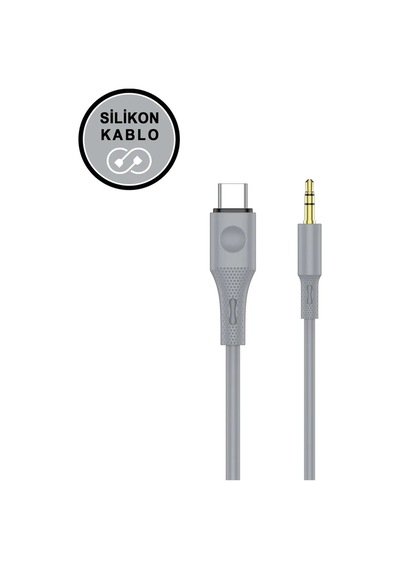 Type-c To 3.5mm Aux Kablo - Silikon, 1.2 Metre, Hi-fi Ses Kalitesi