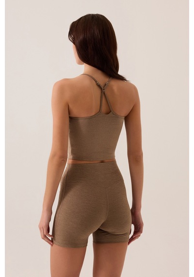 Los Ojos X Ece Mocha Melanj Kalp Yaka Spor Sütyeni Sweetheart Neck Top Mocha Melanj Mocha Melanj