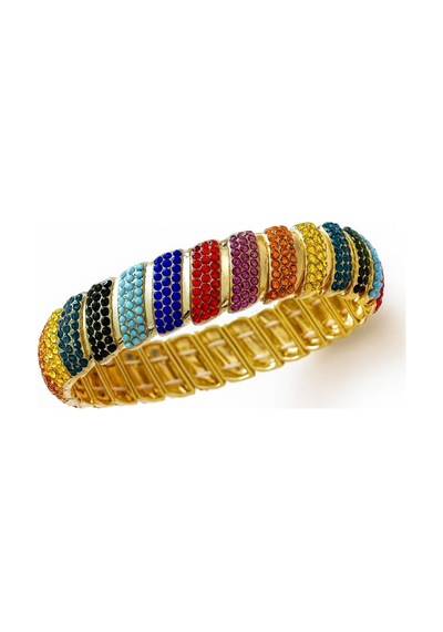 Çelik Lastikli Renkli Taşlı Bileklik Gold 71424475