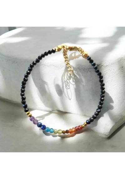 Doğaltaş Minimal Kesim Spinel Taşı Çakra Bileklik 3 Mm Çok Renkli