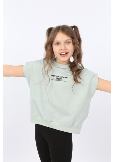 Toontoy Kids Toontoy Kız Çocuk Never Means Now Baskılı Tişört Yeşil