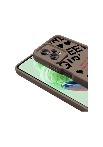 Goocamp Redmi Note 12 5g Kılıf Kamera Korumalı Baskılı Arka Yüzey Klas Kapak - Koyu Koyu Kahve