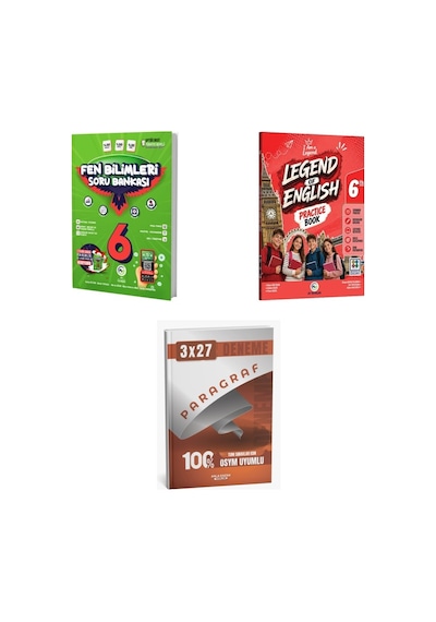 2027 Av 6. Sınıf Fen Bilimleri + İngilizce Legend Of English Practice Book Soru + Ankapade 3'lü Set
