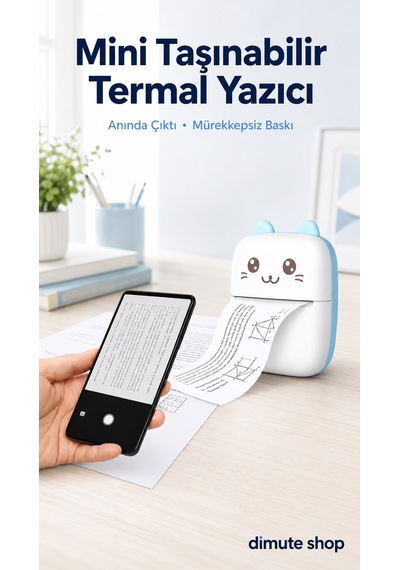 Mini Taşınabilir Kablosuz Termal Yazıcı Cep Boyu Anında Çıktı Apple iOS & Android Uyumlu