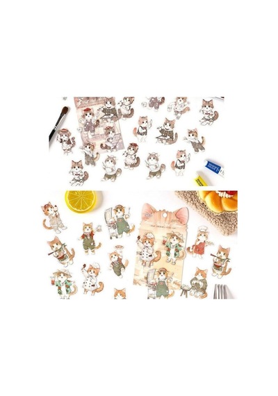 Sevimli Kedi Temalı Dekoratif Sticker Seti - Ajanda, Planner Ve Defter Çıkartması 20 Parça Çok Renkli