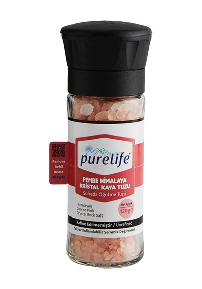 Purelife Pembe Himalaya Kristal Kaya Tuzu Değirmen 120 G - 7 Adet Tarı